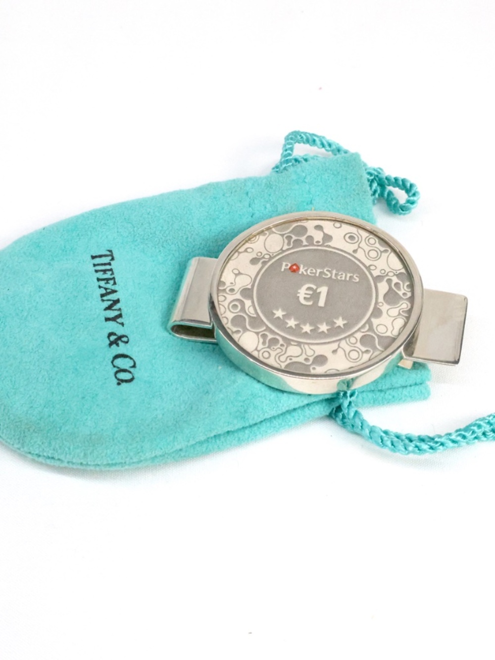 Tiffany & Co Sterling Silver PokerStars €1 Chip Money Clip - Rare